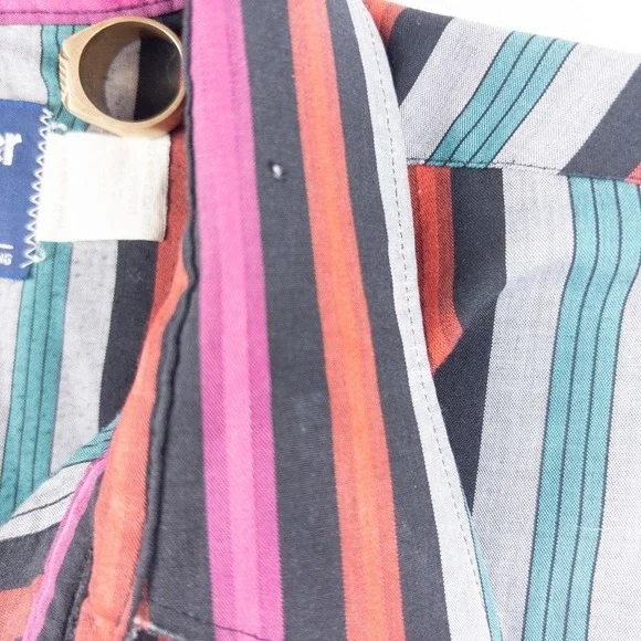 Wrangler Western Shirt Mens 16.5 L Tall Multi Color Vintage Pearl Snap Stripe - Picture 6 of 9
